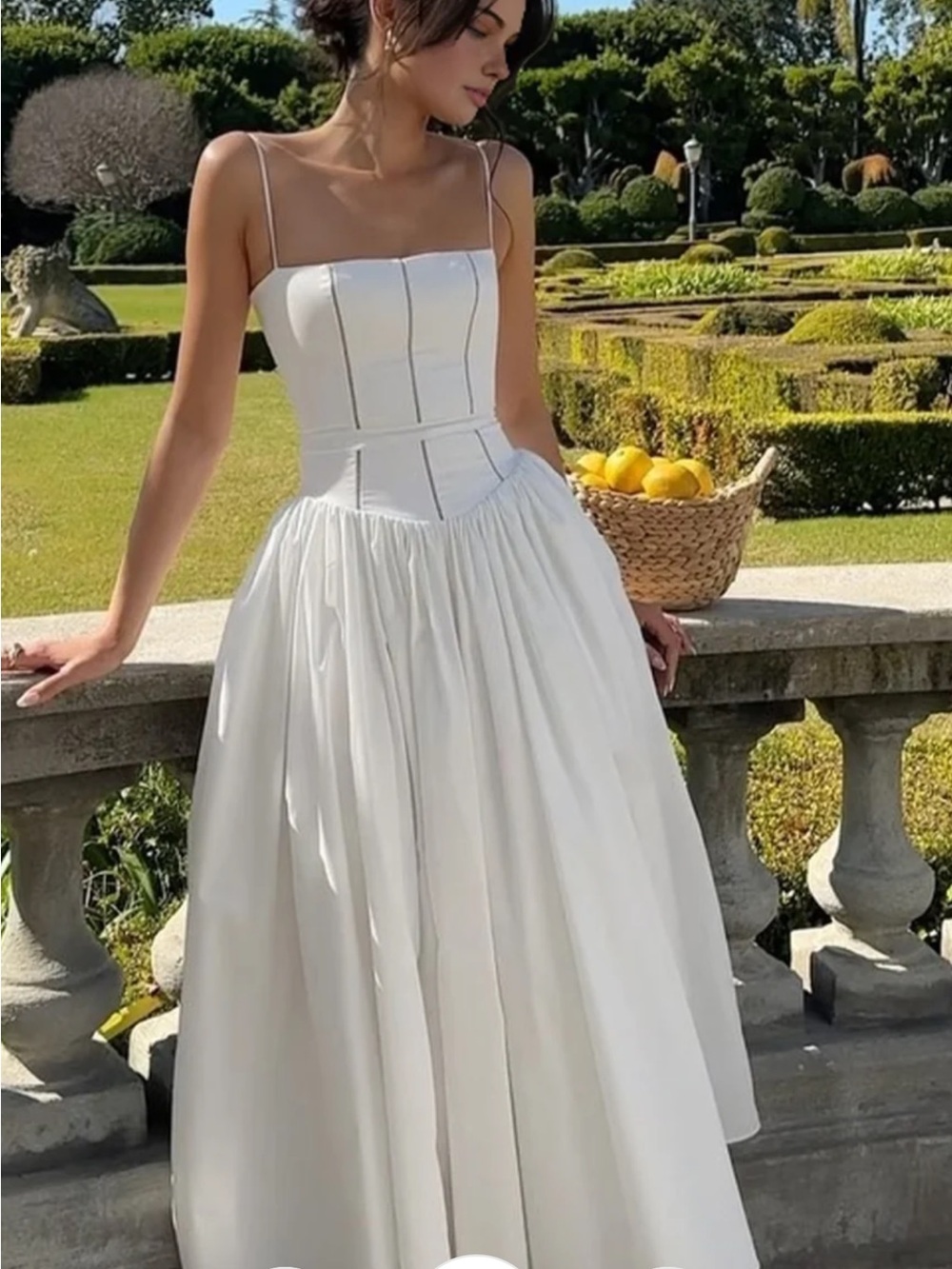 Commense White Strapless Corset-Bodice Gown